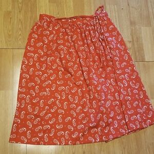 Vintage true wrap full skirt sz 14 orangey red